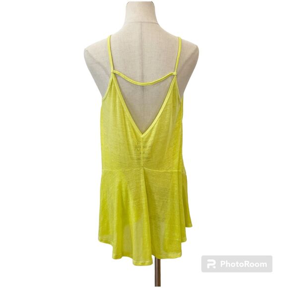 Free People We the Free Tissue Tank Strappy Back Medium Yellow Boho Colorful - Picture 2 of 6